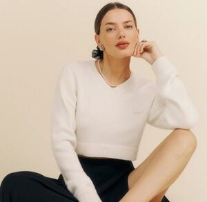 Reformation Harley Cashmere Embroidered Sweater